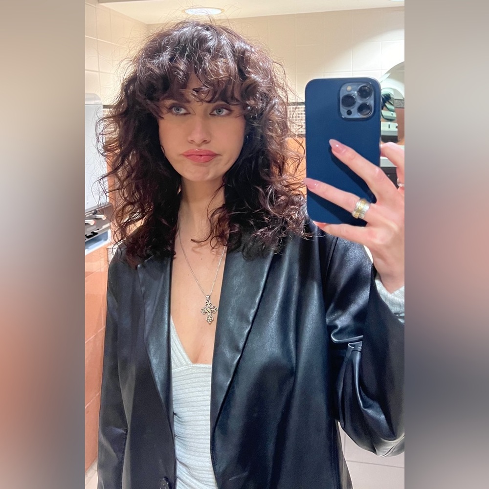 Zara Black Leather Blazer